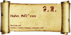 Hahn Mózes névjegykártya