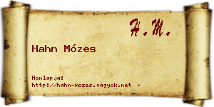 Hahn Mózes névjegykártya
